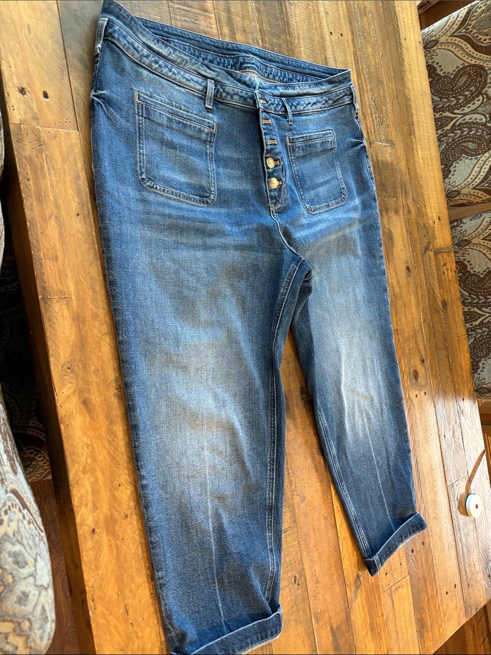 Classic Women's Blue Denim Jeans with Button Fly